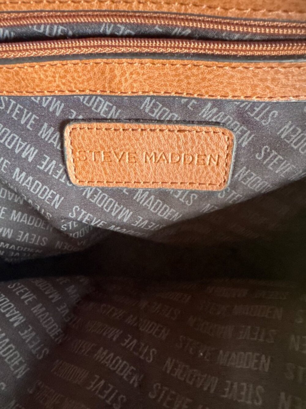 Steve Madden Quilted Cognac Faux Leather Mini Backpack Travel Work Quiet Luxury - Picture 12 of 14